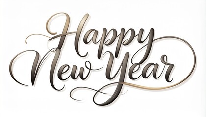 Elegant brown happy new year 2026 text with sparkling confetti, isolated on white, Golden 3d happy new year 2026 text. happy new year.