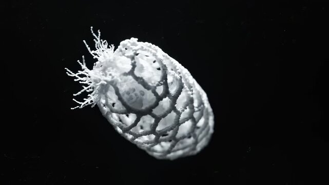 Close Up of Dead Coral Floating Against Black Background