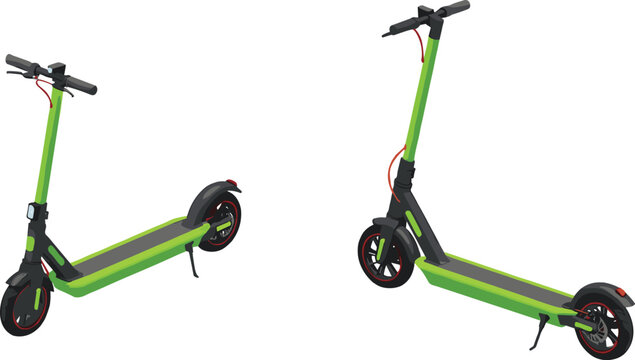 Isometric Electric Scooter Vector Illustration Showing Modern Personal Transport for Urban Mobility, Eco Travel, and Smart Cities