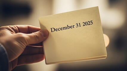 Hand holding card with December 31 2025 date.