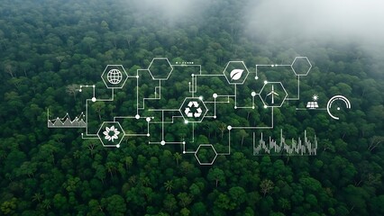 Abstract Eco-Friendly Technology Concept Over Forest