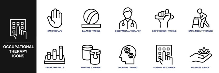 Occupational Therapy Line Icon Set