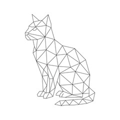 Polygonal line art of cat vector
