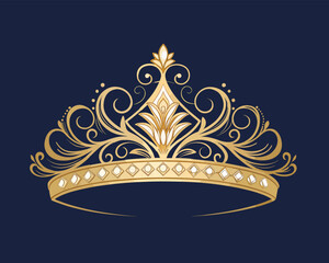 Elegant Gold Queen Crown Vector &ndash; Royal Princess Symbol