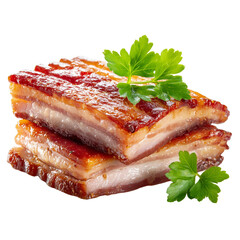 Delicious cooked bacon slice on transparent png background