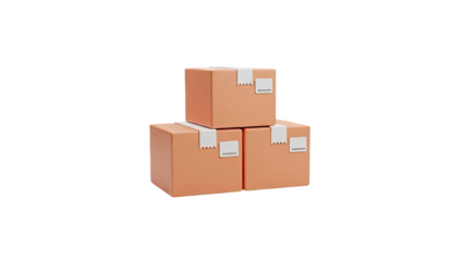 Stack of three orange shipping boxes