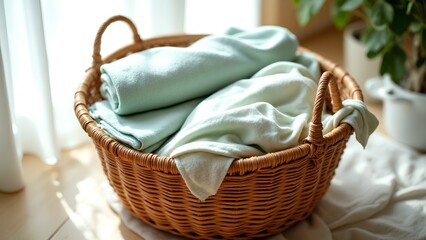 laundry basket with towels