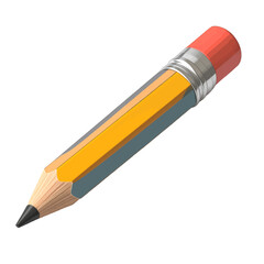 A standard yellow graphite pencil with a pink eraser and silver ferrule on a white background