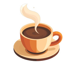 Steaming Hot Coffee Cup on Saucer with Warm Hues and Soft Lighting