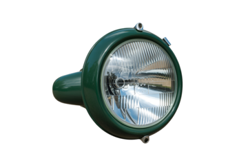 Vintage green headlight isolated on transparent background
