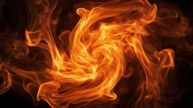 Powerful bright orange flames rising upward, realistic fire simulation, smooth looping motion 