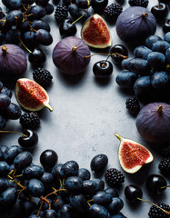 Luxury Dark Fruit Still Life Frame with Cinematic Lighting &ndash; 3D Photorealistic Mockup