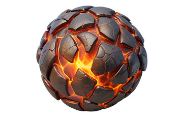 Glowing cracked lava ball with molten orange light