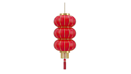 Stack of Red and Gold Chinese Lanterns with Tassel