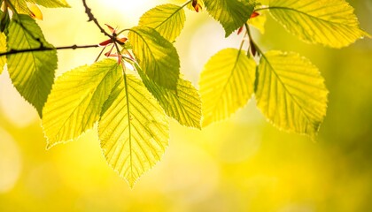 Sunlit Beech Leaves - A Vibrant Display of Springtime Foliage.