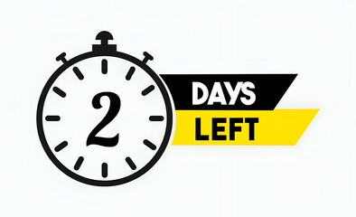 2 days to go countdown template. 2 day Countdown left days banner design. Vector illustration 