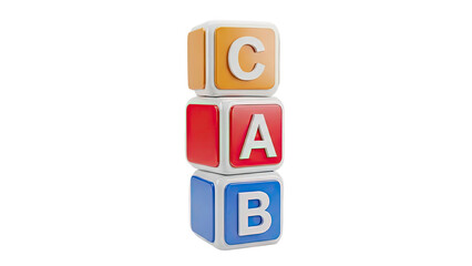 Stack of Alphabet Blocks Spelling CAB