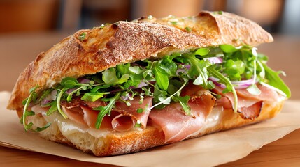 Gourmet Prosciutto Sandwich with Fresh Greens