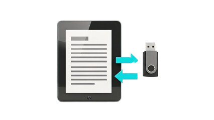 Tablet and USB Drive Data Transfer Concept