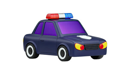 Fototapeta premium 3D Cartoon Police Car with Red and Blue Lights