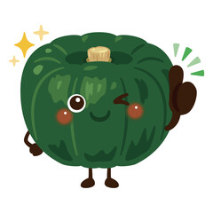 グッドサインを出すかぼちゃキャラクターイラスト／Cute Pumpkin Character Illustration Giving a Thumbs-Up