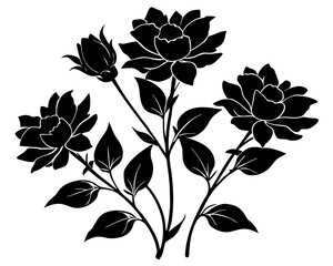 Flowers blooming silhouette vector illustration isolated on white background