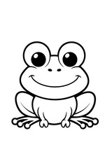 Obraz premium A cheerful cartoon frog with big eyes, perfect for children's illustrations or educational materials.