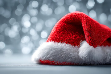 A festive red Christmas hat resting on a soft surface, capturing the spirit of the holiday season.