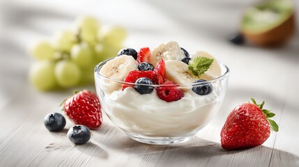 Fresh Fruit Yogurt Bowl with Berries and Banana