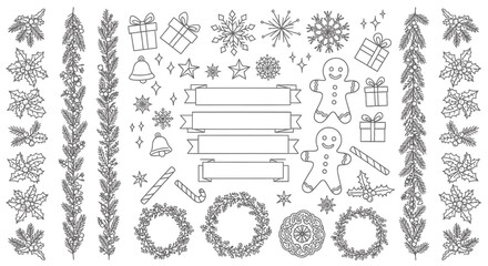 Obraz premium Christmas icons and decorations.