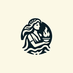 Greek Hestia Hearth Goddess Logo