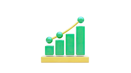 3D Bar Chart Showing Upward Trend