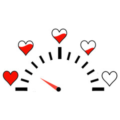 Fototapeta premium Love Meter Gauge Illustration ,Heart Level Speedometer Romance Concept
