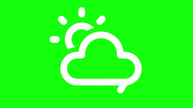 White Cloud, Raindrops and Sunshine on Green Screen Background for Chroma Key