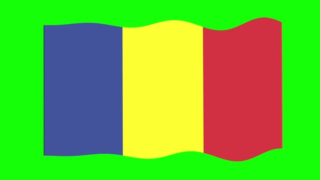 national flag of chad waving on green screen background loop