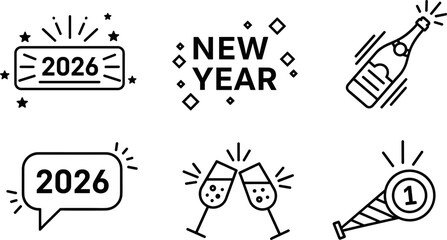 Celebrate New Year 2026 with Style - Vector Illustrations © jannat Stock