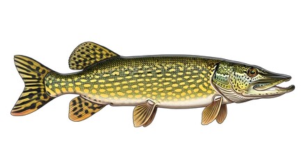 Fototapeta premium Northern Pike Fish Isolated on White Background