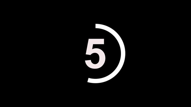 Neon movie Countdown from 10 to 0 Seconds. Abstract animation with alpha channel on transparent background.Circle countdown timer.