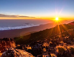 Sunrise Over Mountain Peaks - A Breathtaking Landscape.