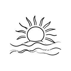Sunrise over the ocean - A simple, minimalist line drawing.