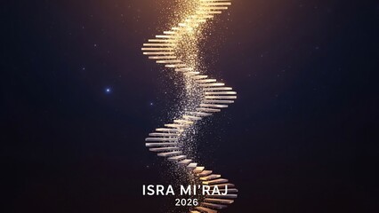 Obraz premium Abstract Spiral of Light Particles Representing Isra Miraj 2024.