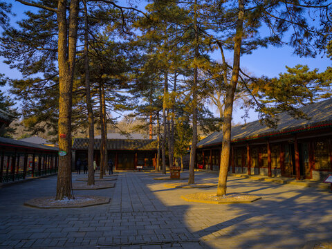 The beautiful winter scenery of the Mountain Resort and the Eight Outer Temples in Chengde, China.