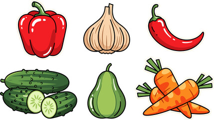 Colorful Vegetable Illustrations for Healthy Living