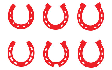 Horseshoe Icon Vector Collection with Silhouette and Outline Styles, Minimal Line Art Symbols for Lucky and Western Design