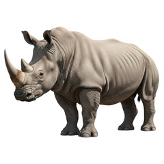 Obraz premium Majestic rhino standing alone isolated on transparent background