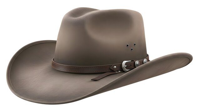 Brown cowboy hat with leather band and silver conchos