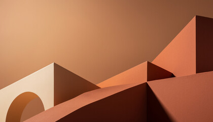 Minimal Abstract Architectural Forms in Warm Earth Tones