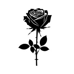 Black rose silhouette illustration representing love, beauty, and romance