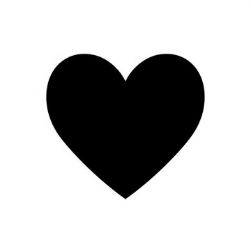 A simple black heart symbol isolated on a white background, representing love, affection, or a favorite item