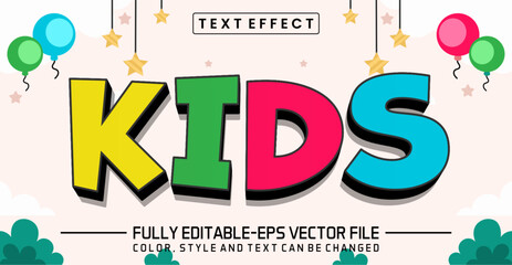 Kids font Text effect editable